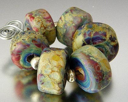 KILLERBEEDZ1 - Coral Reef - 6 Barrel  Lampworked Beads