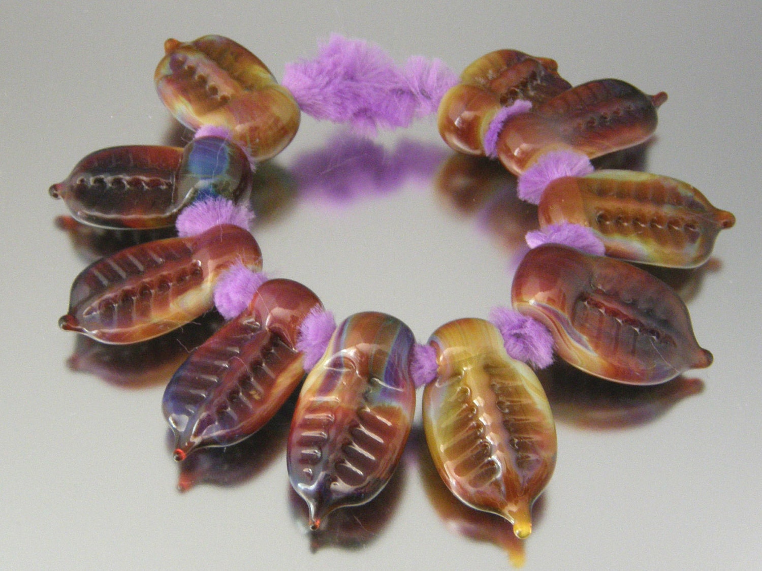 KILLERBEEDZ1 - Fall Folliage - 10 Lampwork Beads
