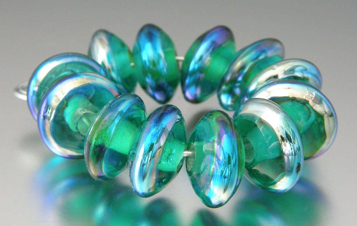 KILLERBEEDZ1 - Mermaids Baubles  - 12 Disc  Lampworked Beads