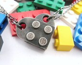Interlocking Block Heart Pendants - Set of 2 - Building Block Collection