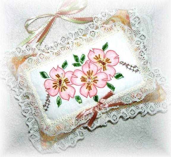 Flower Hanging Pillow Ornament Hand Embroidery