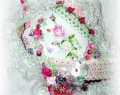 Pink Crazy Quilt Door Hanger with Rose