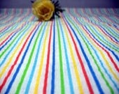 Vintage Fabric Rainbow Striped Seersucker Cotton Retro Fabric Craft Supplies Sewing Quilting Kawaii Kitsch Cute Kids Child Girls Fabric