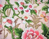Vintage Fabric Craft Supplies Sewing Quilting Retro Yardage By the Yard Floral Kids Pink Semi Sheer Chiffon Butterflies 70s Flower Power