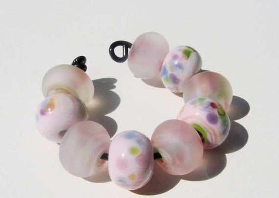 9 Pretty in Pink Lampwork Bead Set SRAF34