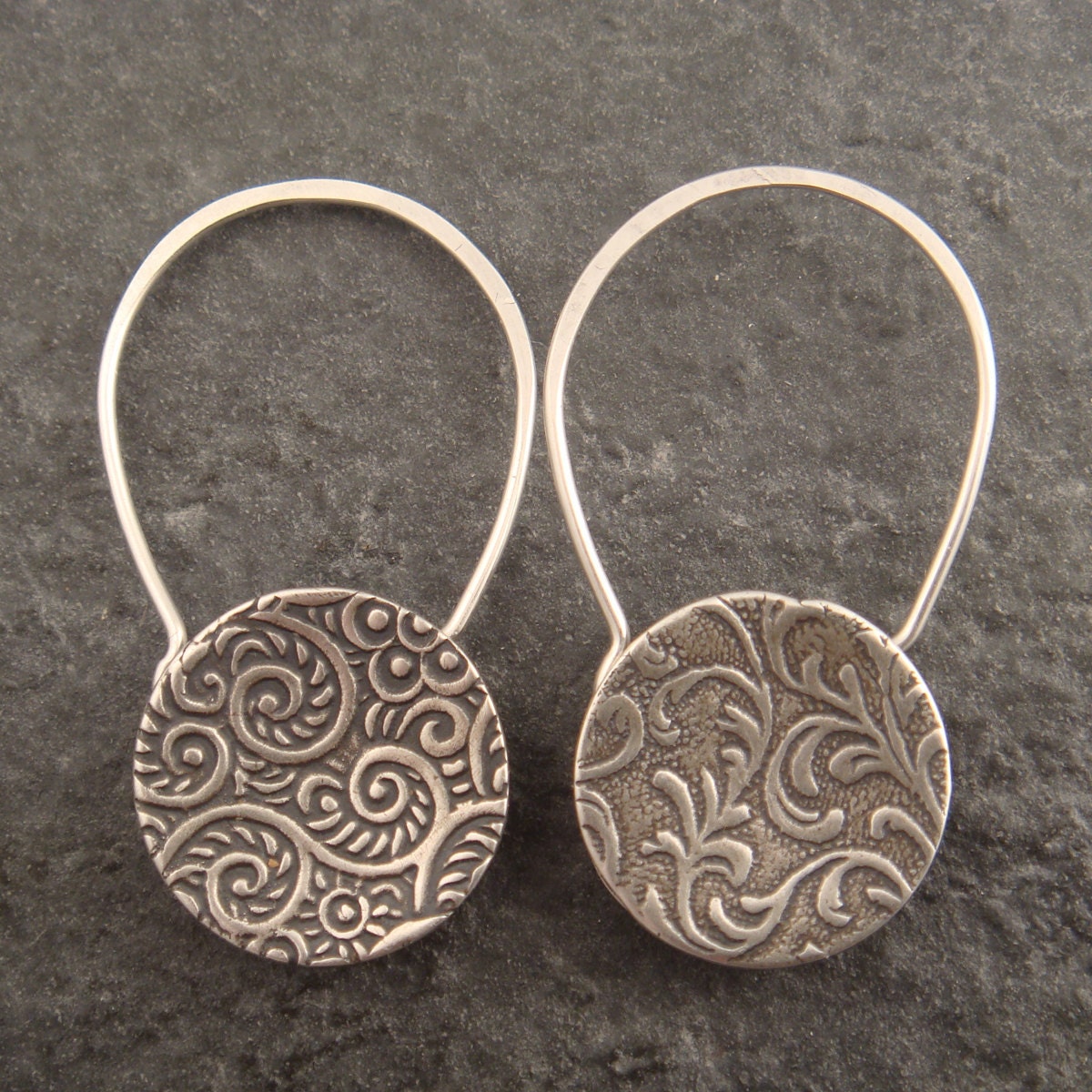 Cupped Sterling Silver Padlock Earrings