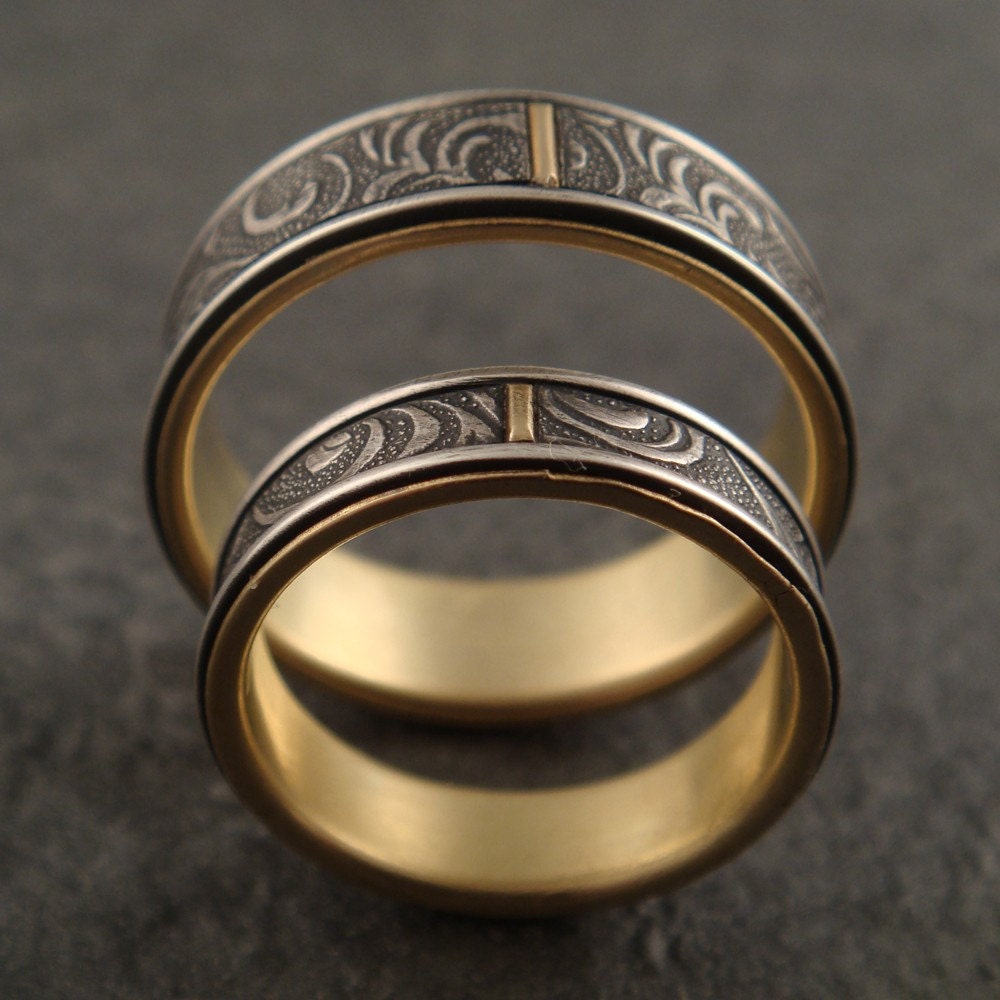 Wedding Band Set - Art Nouveau Vines Ring