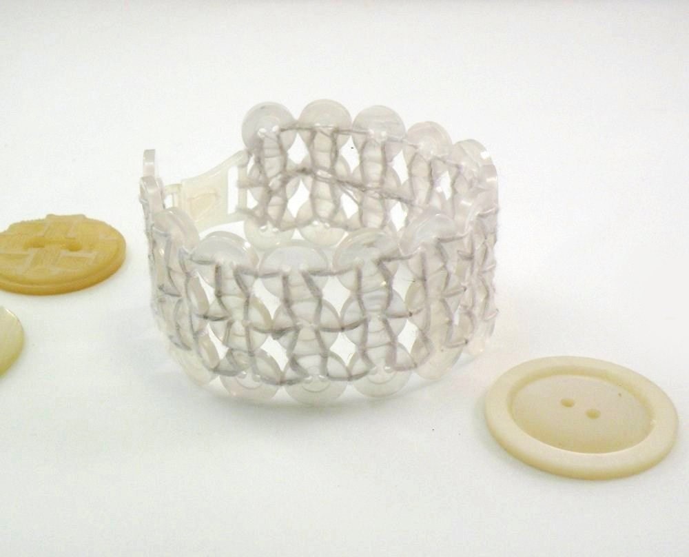 White Snake Skin Button Bracelet