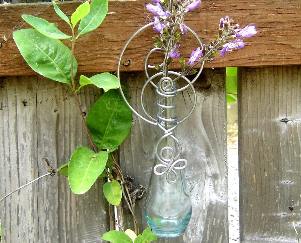 Hanging Wall Vase - Glass Flower Vase - Clear recycled glass teardrop - rooting cuttings, outdoors, patio, garden, kitchen, home decor