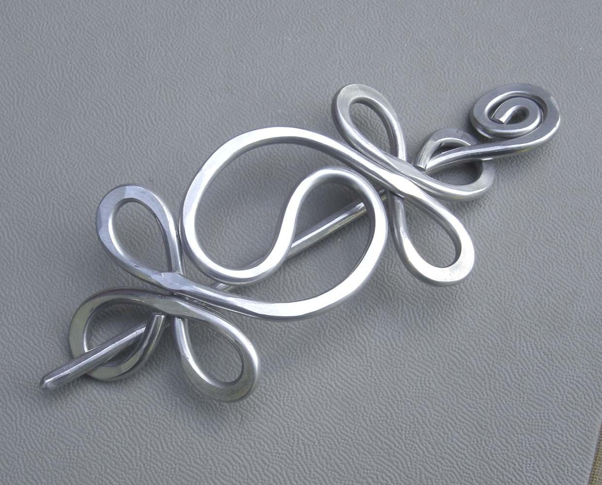 Yin Yang Shawl Pin, Hair Pin, Scarf Pin, Barrette, Hair Slide - Knitting / Hair Accessories - Yin Yang Harmony Aluminum Wire