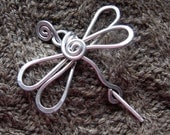 Dragonfly Shawl Pin, Sweater Brooch, Scarf Pin, Fastener - Light Weight Aluminum Wire - Women, Knitting Accessories