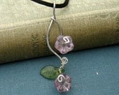 Purple Glass Flowers Sterling Silver Pendant -Vining Lilac Flowers and Tendrils-Flower Necklace-Czech Glass Beads