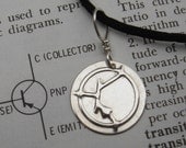 PNP Transistor Symbol Sterling Silver Pendant - Electronics Science Jewelry - Nerd Necklace,Teacher, Geekery, Geek