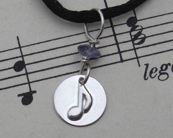 Small Music Note Sterling Silver Pendant With by nicholasandfelice