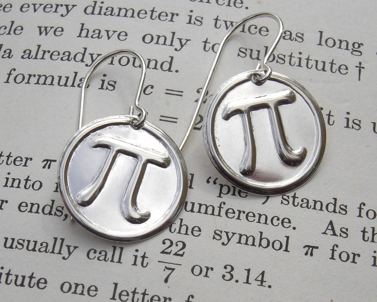 Sterling Silver Pi Earrings - Geek Math Jewelry - Math Teacher Gift -  Pi Jewelry - Teacher Appreciation