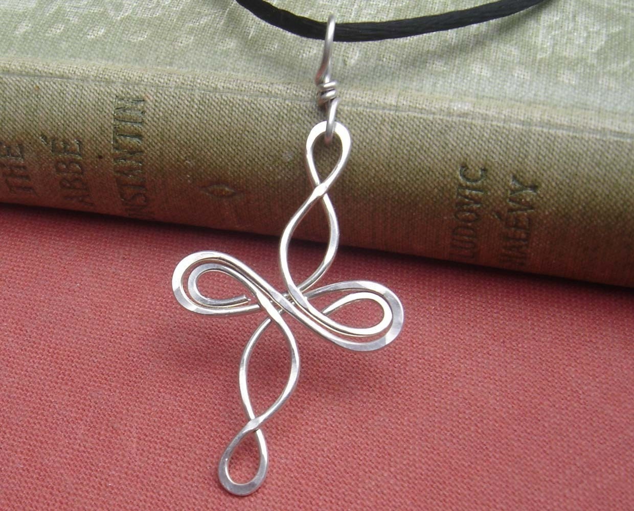 Celtic Cross Pendant - Infinity Loops Sterling Silver Necklace - Celtic Knot Jewelry - Wire Cross - Confirmation Gift - First Communion