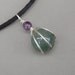 Green Aventurine and Amethyst Little Wirewrapped Pendant- Green Stone Necklace- Stone Jewelry