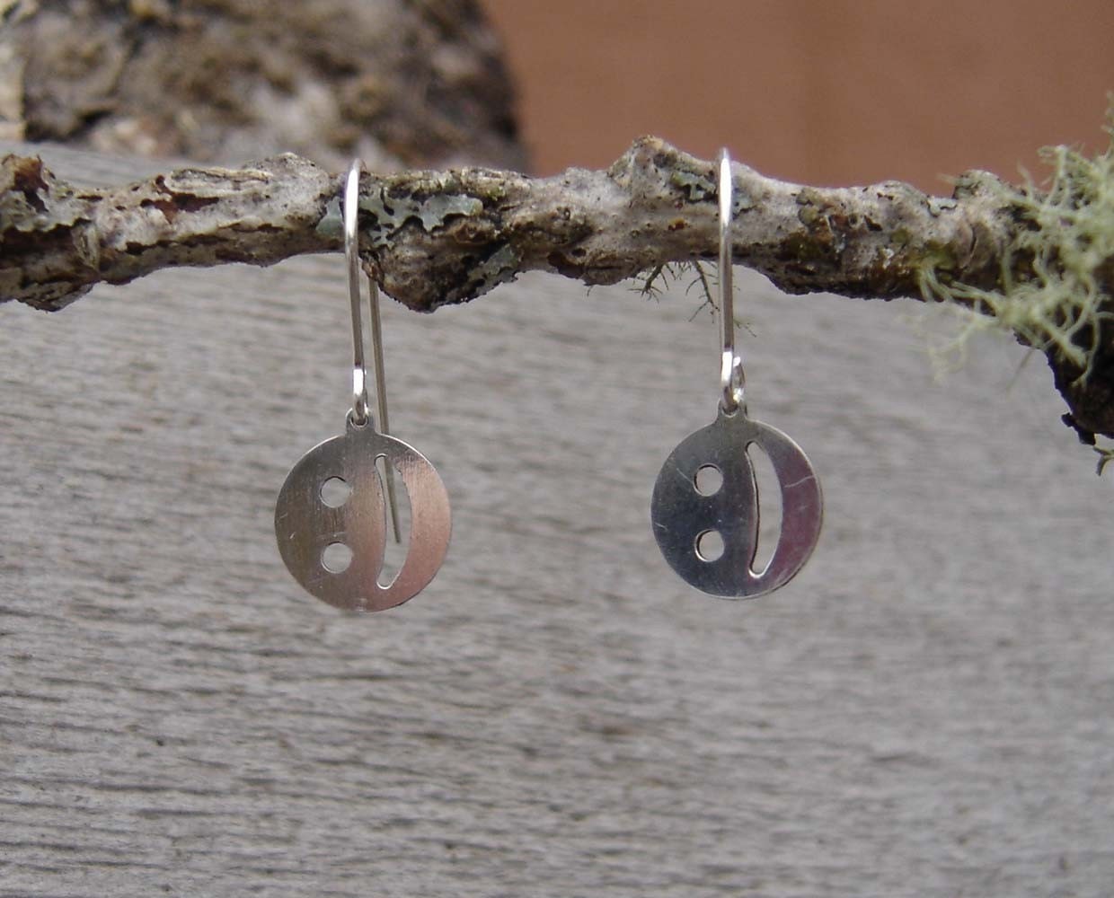 Cute Little Geeky Emoticon Smiley Face Earrings - Sterling Silver - Happy Face Nerd Jewelry - Geekery Teens
