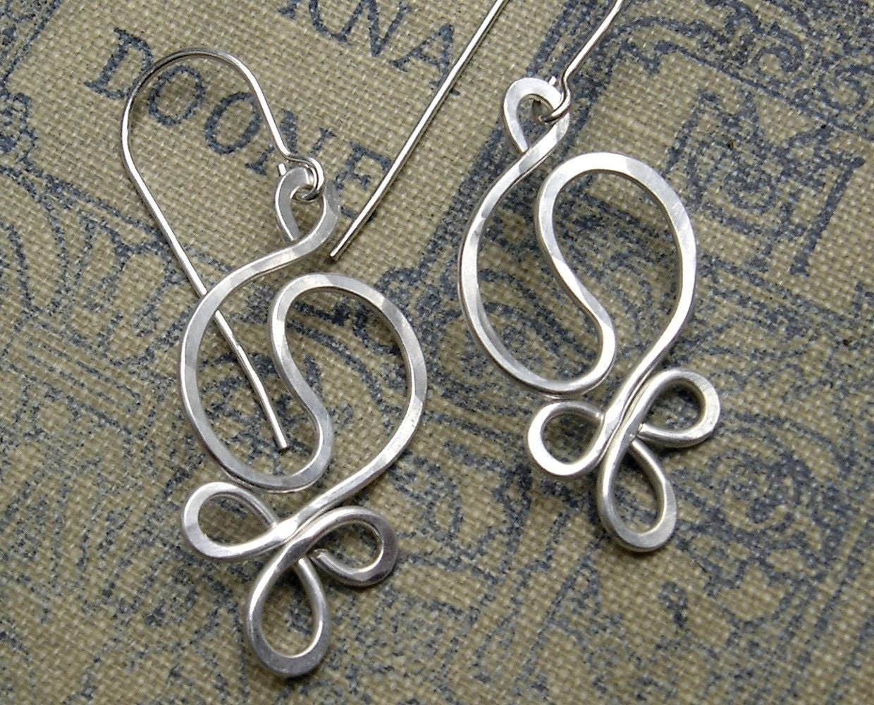 Yin Yang Harmony Sterling Silver Wire Earrings - Hammered Dangle Earrings - Yin Yang Jewelry - Yinyang - Yin Yang Earrings