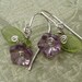 Little Lilac Purple Glass Flower and Leaves Earrings-Czech Glass Beads Silver Wire Wrapped Dangle-Flower Girl Jewelry