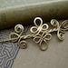 Little Brass Celtic Knot Double Swirls and Curls Shawl Pin, Scarf Pin, Sweater Brooch, Hair Pin, Barrette, Lace Shawl Pin, Knitting