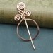 Little Copper Shawl Pin ,Scarf Pin, Sweater Brooch - Circle With Spiral Twists