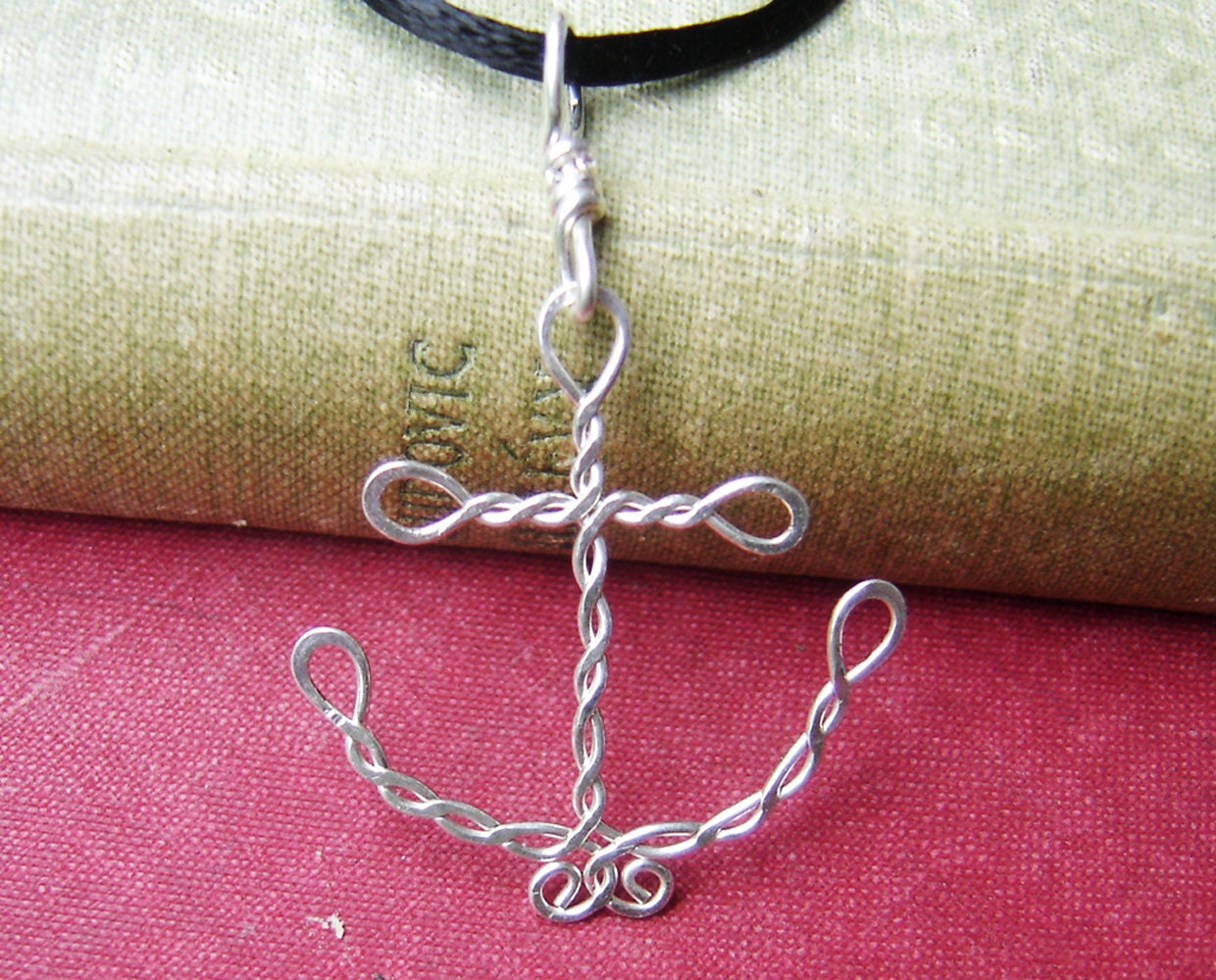 Sterling Silver Anchor Pendant - Wire Rope Anchor Necklace - Navy Jewelry, Nautical