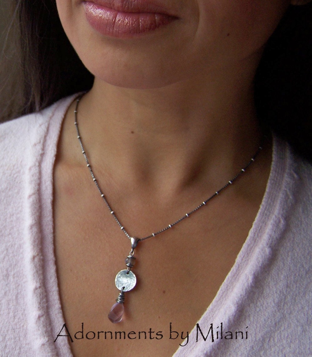 Lavender Purple Necklace Amethyst Labradorite - Subtleties