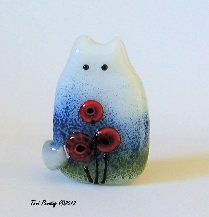 Cat Bead Handmade Lampwork Focal - Trinity FatCat
