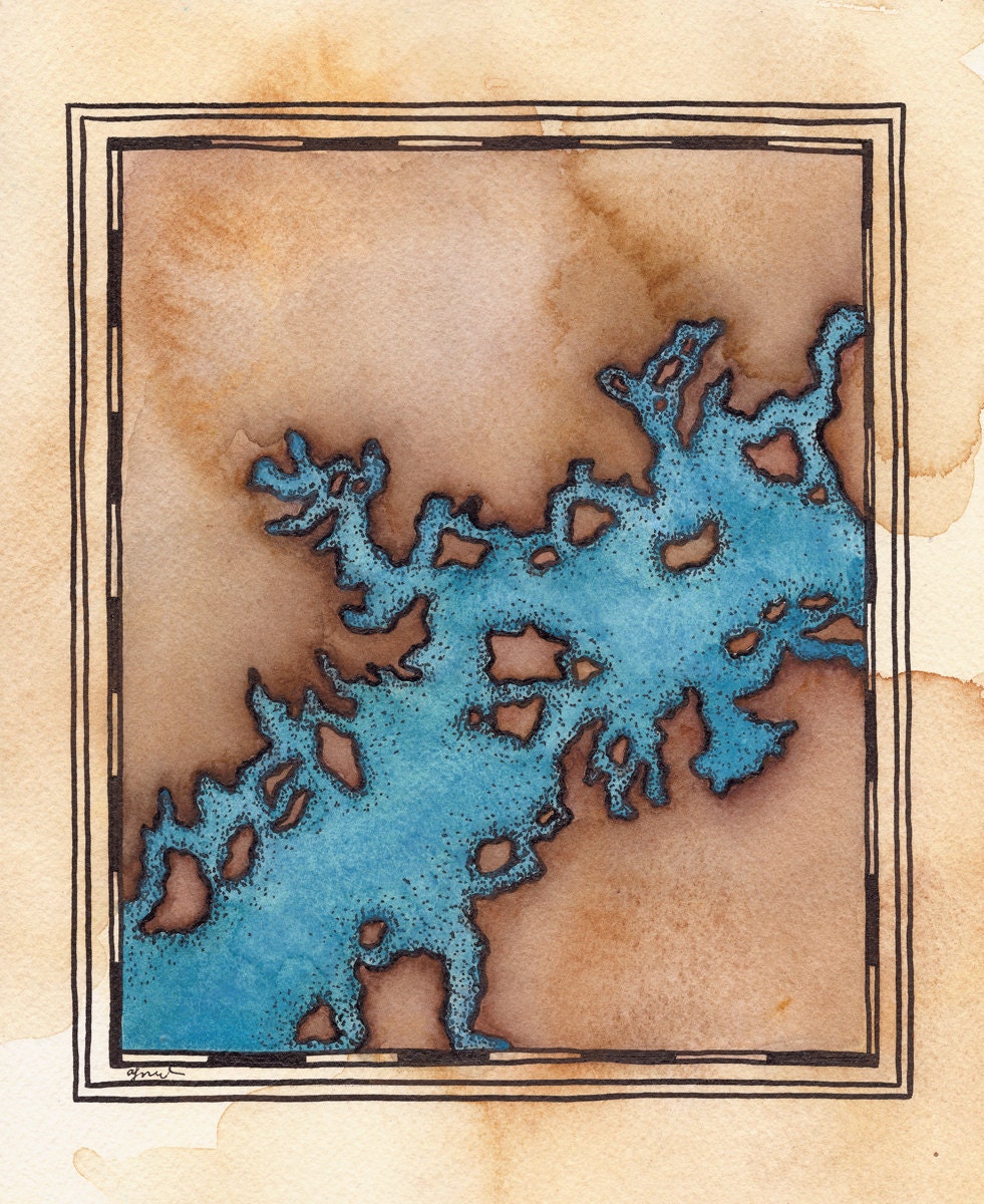 Map Study No. 5 Original 8" x 10" Cartographic Abstract Watercolor Painting