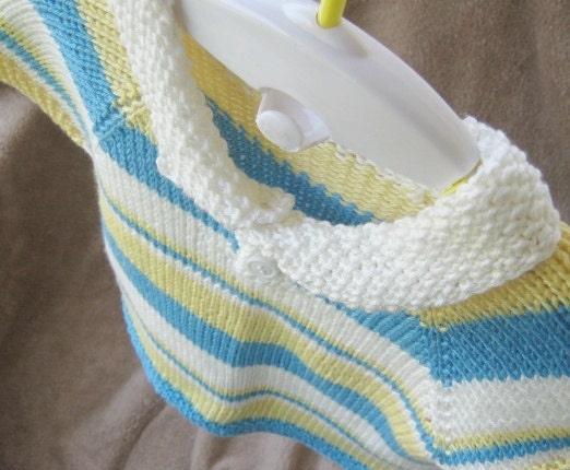 Knit Pullover Sweater for Toddler Short Sleeved in Yellow and Blue Toddler 2T