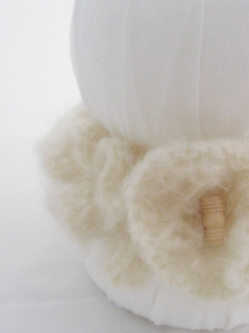 Knit Ruffle Cowl Scarf in Cream Mohair