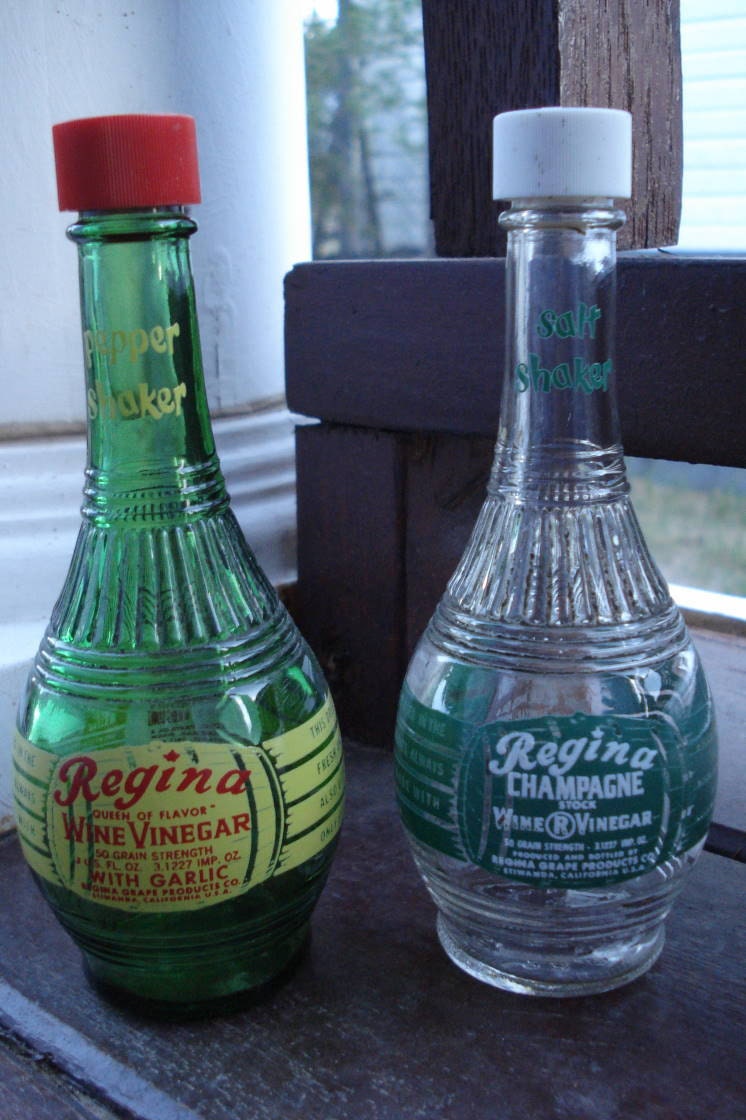 1960s Regina Wine Vinegar Salt and Pepper Shakers by bycinbyhand