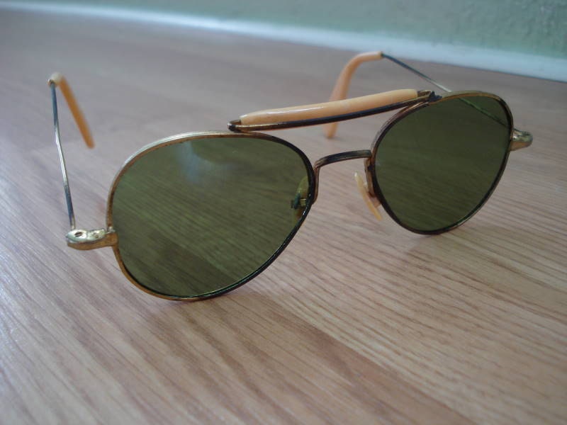 1950s Gold and Celluloid Aviator Sunglasses
