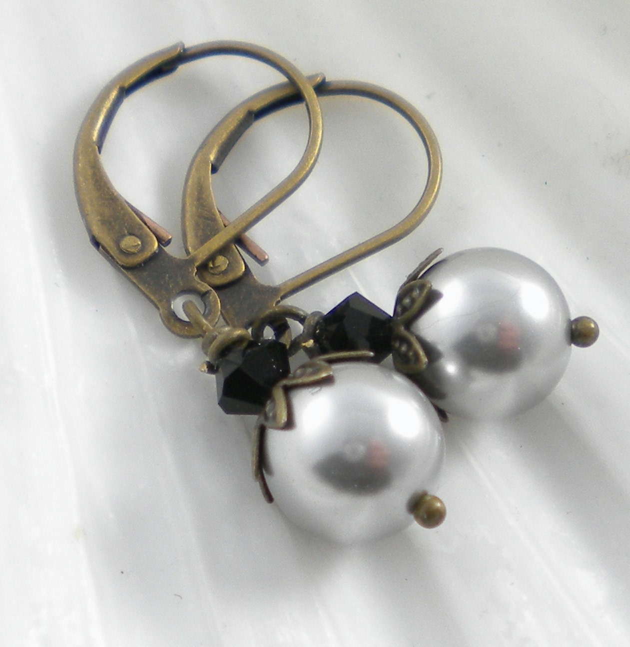 Gray and Black Pearl Earrings
