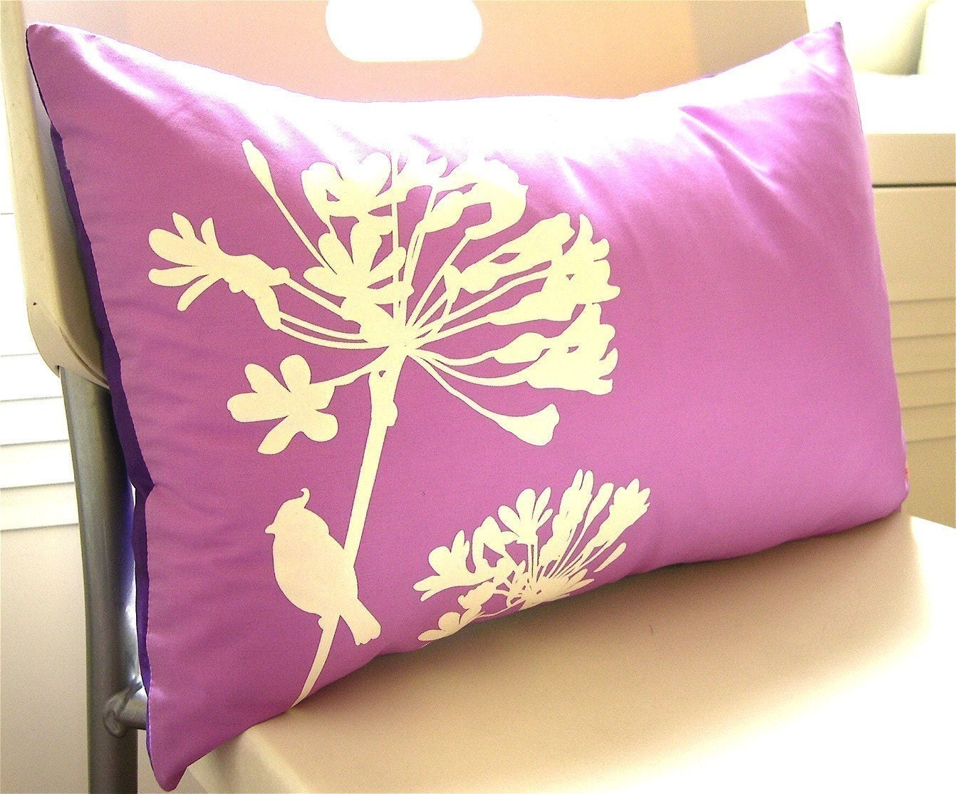 Lavender Cardinal on Agapanthus Rectangle Pillow