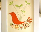 Framed Orange Tweetie Print