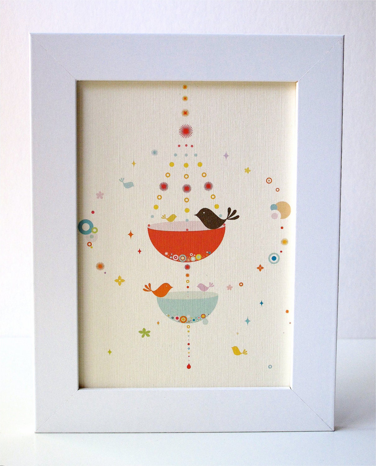 Framed Hanging Bird Bath Print