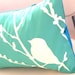 Sale Mint Green Bird on Cherry Blossom Pillow