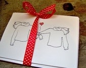Sweater and Scarves in Love Notecard Set Perfect Holiday or Valentines Gift