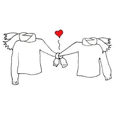Sweaters Holding Hands in Love with Scarves Notecards