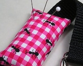Wrist Emery Pincushion / Pin Cushion  - Red Gingham PicnicTablecloth with Ants