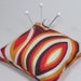 Emery Pincushion / Pin Cushion - Keeps Pins Sharp - Retro Orange, Brown, Gold