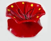 Fused Glass Trinket Bowl - Red Fused Glass Trinket Bowl