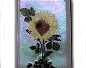 Enamel Painted Sun Flower Fused Glass ACEO