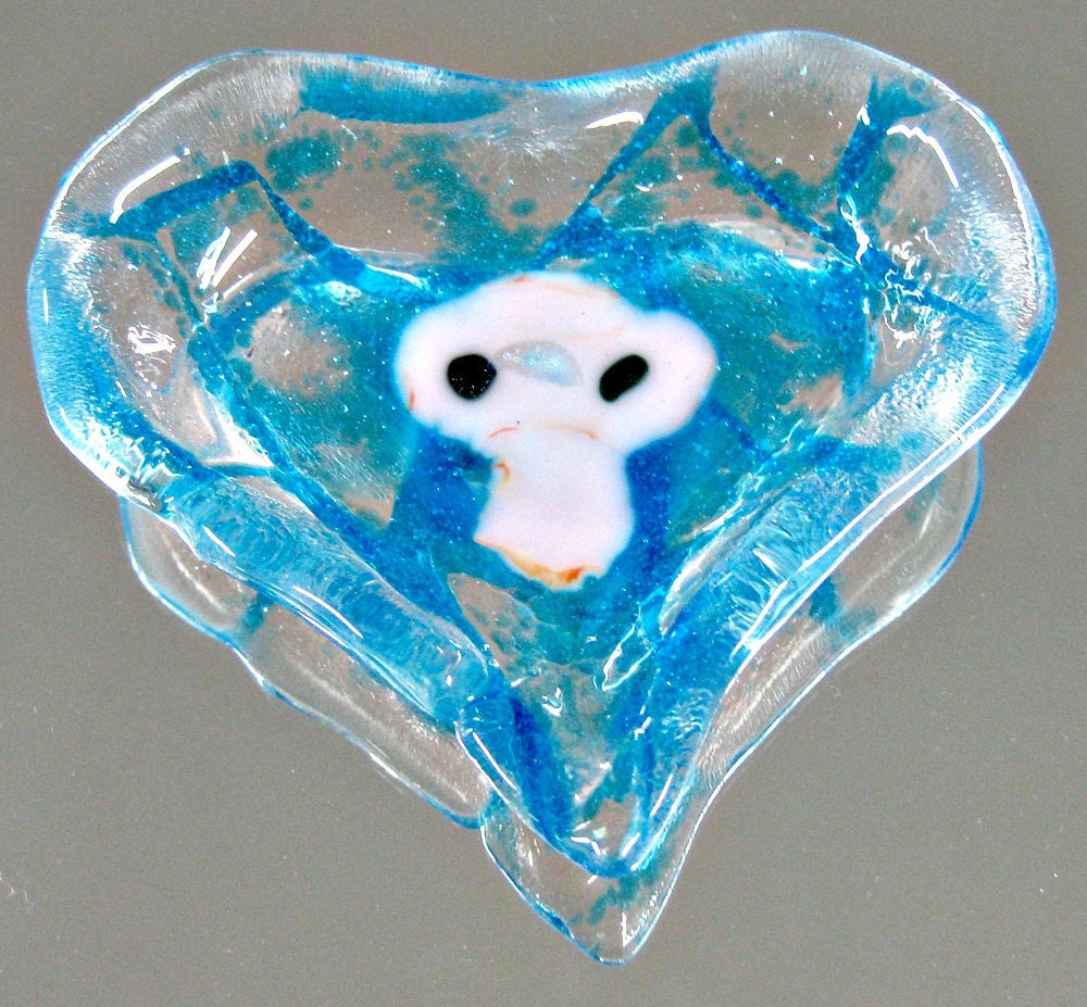 Fused Glass Dish - Blue Fused Glass Ring Holder