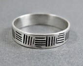 Cross Hatch Band Ring - Sterling Silver
