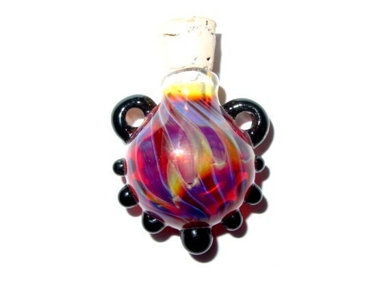 Glass Stash bottle focal pendant - Summer Evening