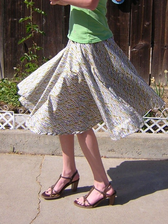 Springtime Full Circle Knee Length Skirt 32 to 38 by TallGiraffe
