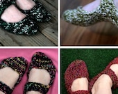 Knitted Mary Jane Slippers -- PATTERN -- PDF -- Easy stockinette stitch